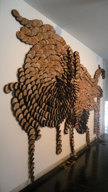 Wood, nails<br>
Dimensions variable<br>
Installation: <i>Environment and Object: Recent African Art</i>, Anderson Gallery, Virginia Commonwealth University, Virginia