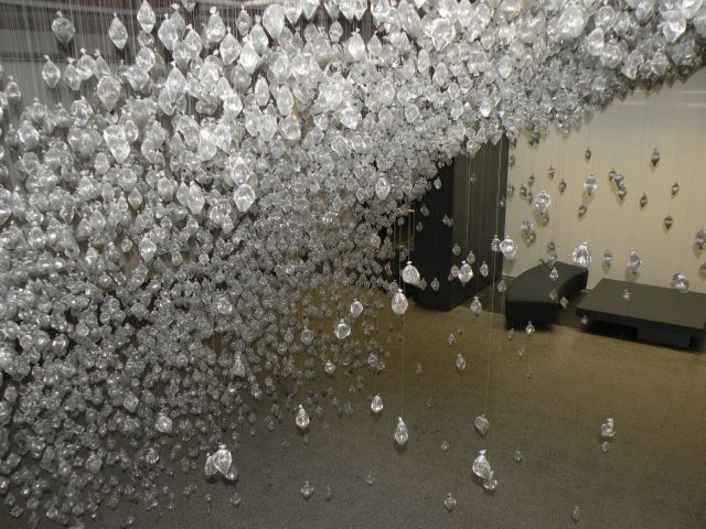 Water, charcoal, cellophane bags, thread<br>
Dimensions variable<br>
Installation: Åland Island Art Museum, Finland