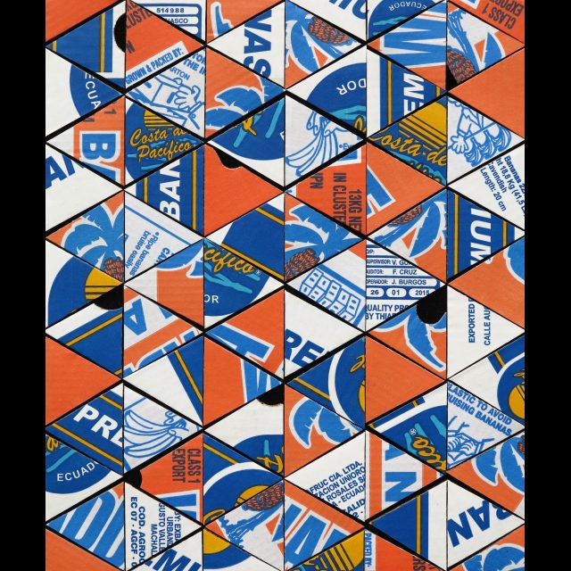 Mixed media collage on linen <br>
41 x 52.5 cm Divination Painting no.11, 2015