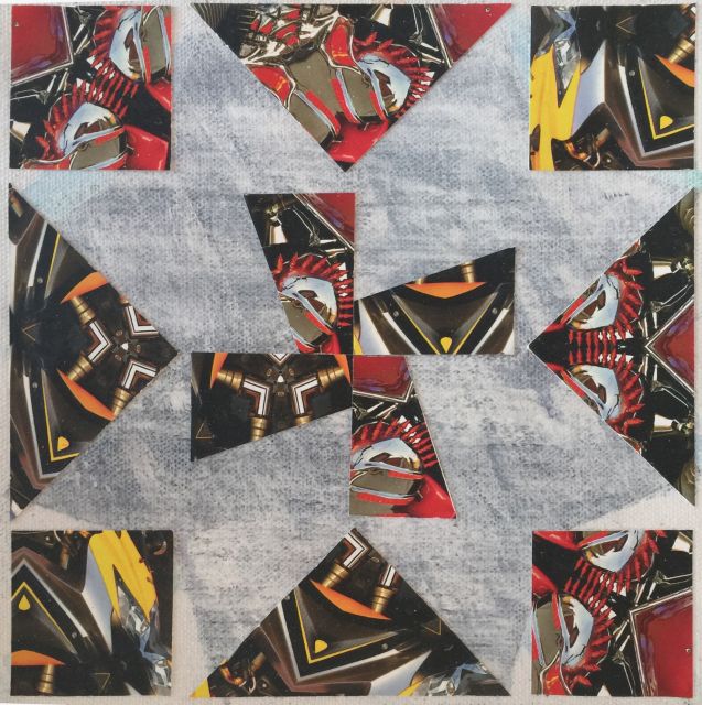 Card stock on canvas<br>
8” x 8”