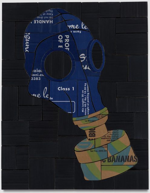 Mixed media collage on linen<br>
19 1/4” x 15” / 49 x 38 cm