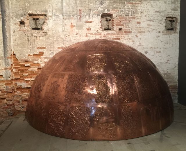<i>The Other Memorial</i>, 2015, at the 56th International Venice Biennale (All the World’s Futures)<br>
Copper sculpture<br>
400 x 200 x 200 cm<br>