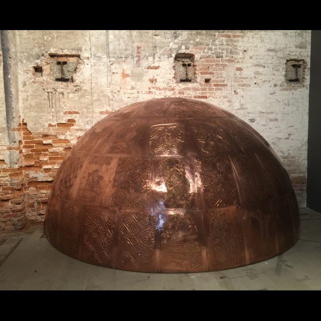 <i>The Other Memorial</i>, 2015, at the 56th International Venice Biennale (All the World’s Futures)<br>
Copper sculpture<br>
400 x 200 x 200 cm<br>