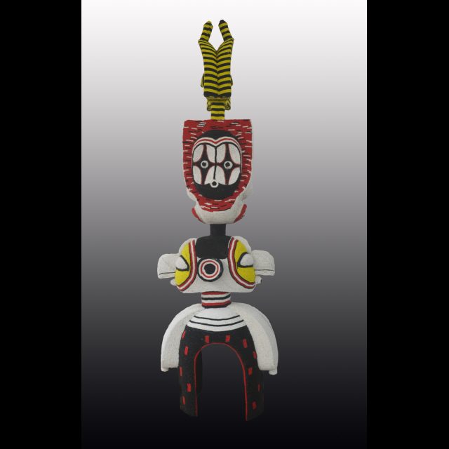 Wood, beads, glue, silicone mastic<br>
74” x 20 3/4” x 15 / 188 x 53 x 38 cm