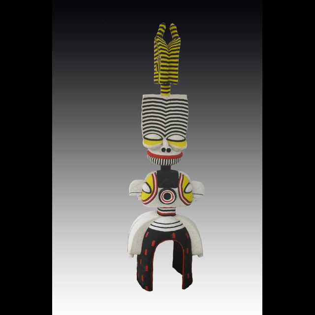 Wood, beads, glue, silicone mastic<br>
74” x 20 3/4” x 15 / 188 x 53 x 38 cm