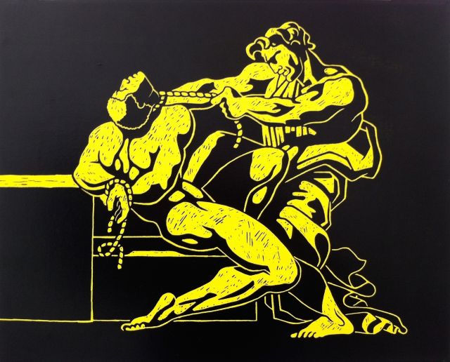 Screen print on canvas<br>
41 x 51 cm<br>
Edition: 7 + 2 AP yellow history, 2012, ed. 7