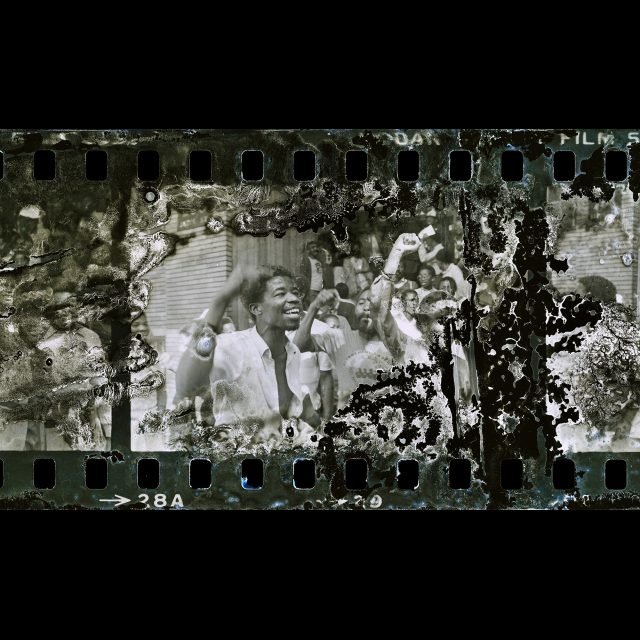 Digital print from water- and mould-damaged negative on Hahnemüle Fine Art Bayta paper<br>
100 x 168 cm; Edition: 3 + 2 AP<br>
45 x 75.5 cm; Edition: 5 + 2 AP