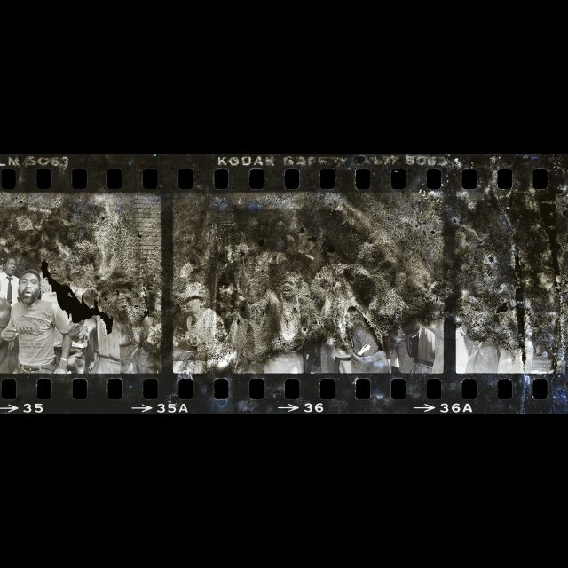 Digital print from water- and mould-damaged negative on Hahnemüle Fine Art Bayta paper<br>
100 x 218 cm; Edition: 3 + 2 AP<br>
45 x 98 cm; Edition: 5 + 2 AP