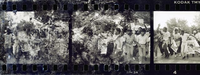 Digital print from water- and mould-damaged negative on Hahnemüle Fine Art Bayta paper<br>
100 x 266.4 cm; Edition: 3 + 2 AP<br>
45 x 120 cm; Edition: 5 + 2 AP