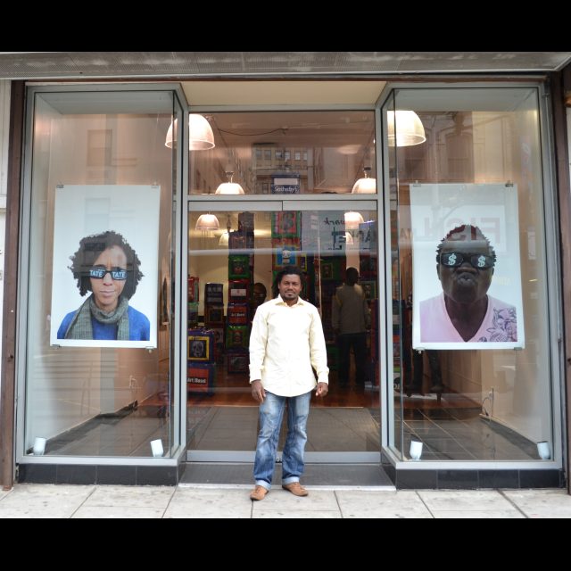 Hervé Youmbi outside <i>Totems to Haunt Our Dreams </i> 2011