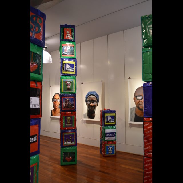 archival digital photographs on canvas <br>
80 x 120 cm / 31 1/2" x 47 1/4" <br>
mixed media columns, dimensions variable