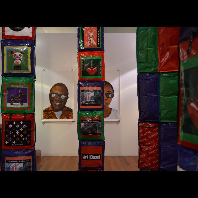 archival digital photographs on canvas <br>
80 x 120 cm / 31 1/2" x 47 1/4" <br>
mixed media columns, dimensions variable
