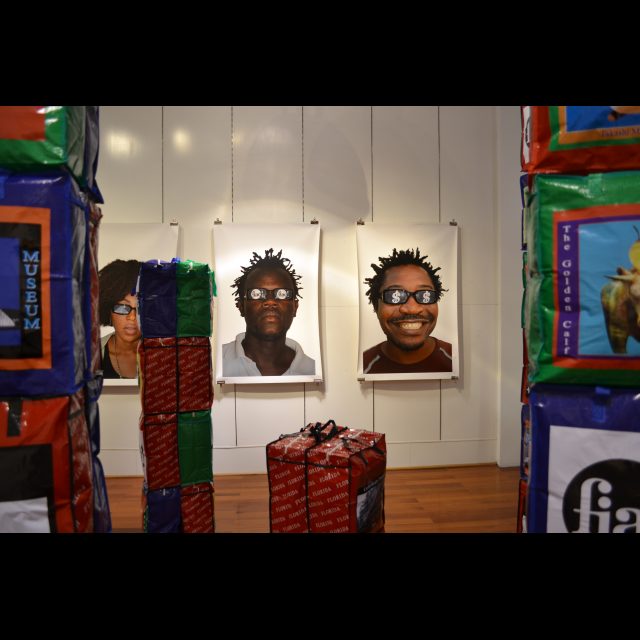 archival digital photographs on canvas <br>
80 x 120 cm / 31 1/2" x 47 1/4" <br>
mixed media columns, dimensions variable