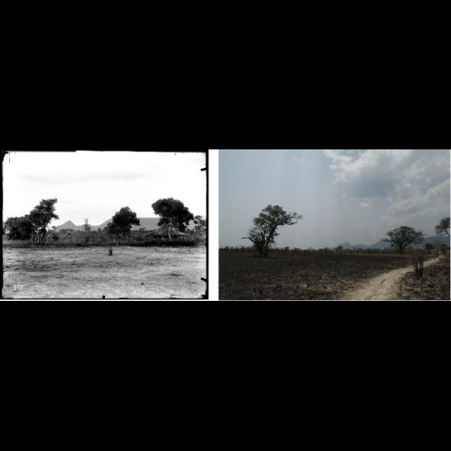 Lofoï, 1898. View of Pic Bodson. François Michel.<br>
Lofoï, 2010 Kamukombwe, the local name for Pic Bodson. Sammy Baloji<br>
left: 80 x 110 cm; right: 80 x 120 cm<br>
Archival digital photograph on Hahnemühle Paper<br>
Edition: 5 + 1 AP