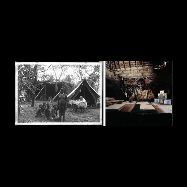 Mischiru, S.D. Mischiru Village. Chief Katanga. NE of Tenké. François Michel.<br>
Kyubo, 2010. Head of the outpost, Jean-Marie Ngombe Masengo in his office. Sammy Baloji<br>
left: 80 x 109 cm; right: 80 x 80 cm<br>
Archival digital photograph on Hahnemühle Paper<br>
Edition: 5 + 1 AP