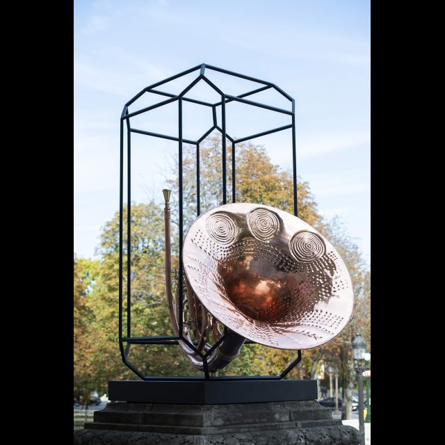 Public Commission for the Clemenceau staircase at the Grand Palais, Paris, France<br>
Design & production Ismaël Bennani & Orfée Grandhomme, Brussels
Materialisation & fabrication Jean-Daniel Bourgeois, Brussels - Dinanderie Clabots, Dinant<br>
© Collection Grand Palais, photo Didier Plowy
Merci