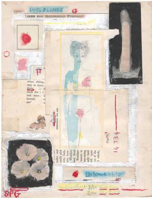 14 734 Dots Between series<br>
mixed media found book paper<br>
28 cm x 21.8 cm | 11" x 8 ½"